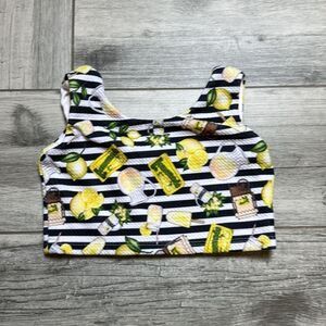 Trendy Little Rebels Toddler Kid Girls Stripe Lemonade Print Crop Top Size 18M